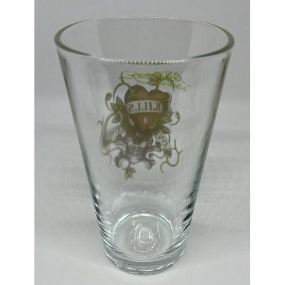 Ed Hardy by Christian Audigier 16 Ounce Love Kills Slowly Pint Glass Barware EUC - Picture 5 of 9